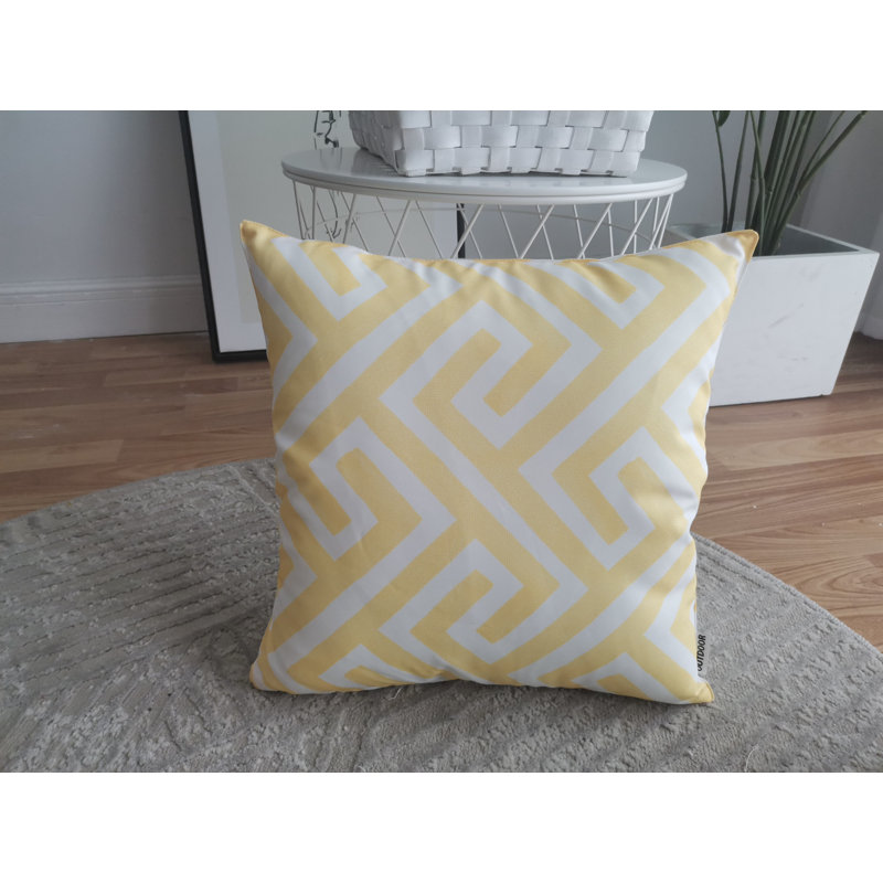 Ensemble de 2 taies d'oreiller extérieures imprimées sur fond blanc (ensemble de 2), Jaune / blanc