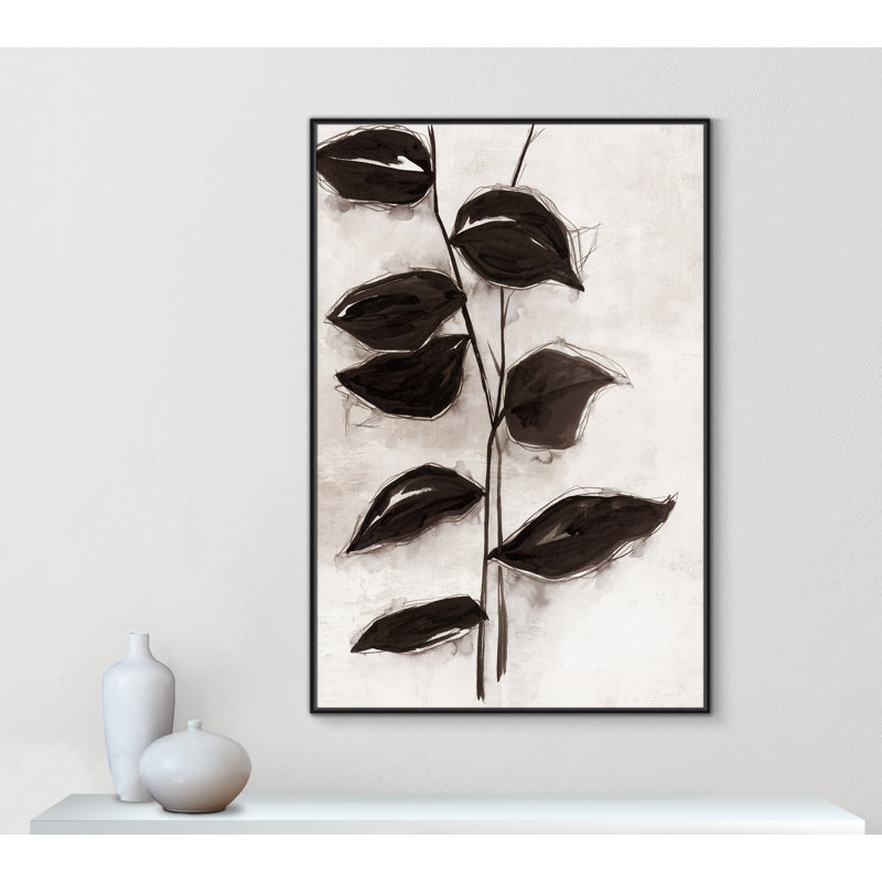 Feuilles I - Toile à cadre flottant, Cadre noir, H 61,5 po x l 41,5 po x P 2 po