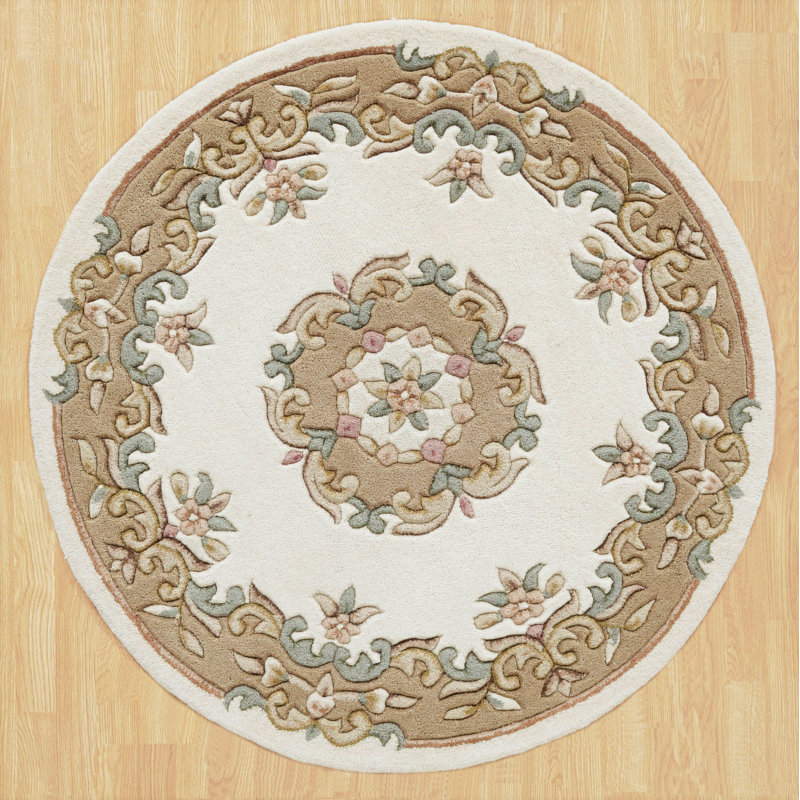 Hounslow Oriental Wool Hand Tufted Area Rug, Round 120cm