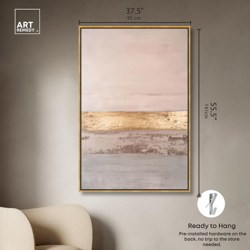 «Neutral Undertones», art abstrait boho par Art Remedy, H 55 po x l 37 po, Cadre doré