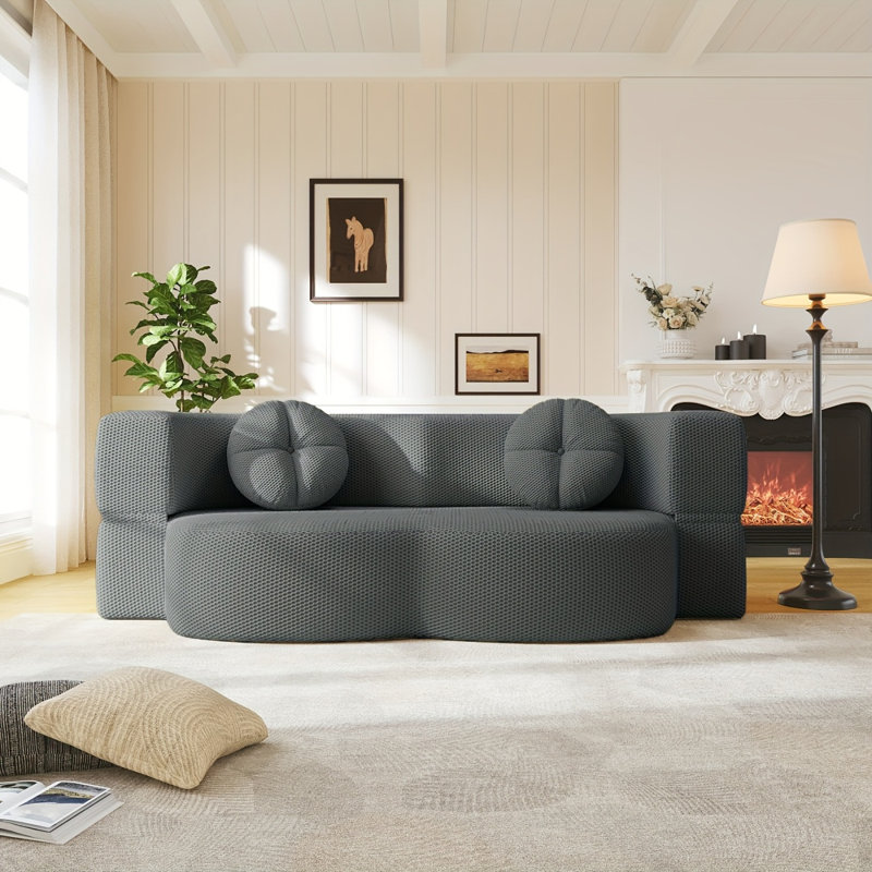 2-Seater Foldable Compressed Sofa Bed Gray