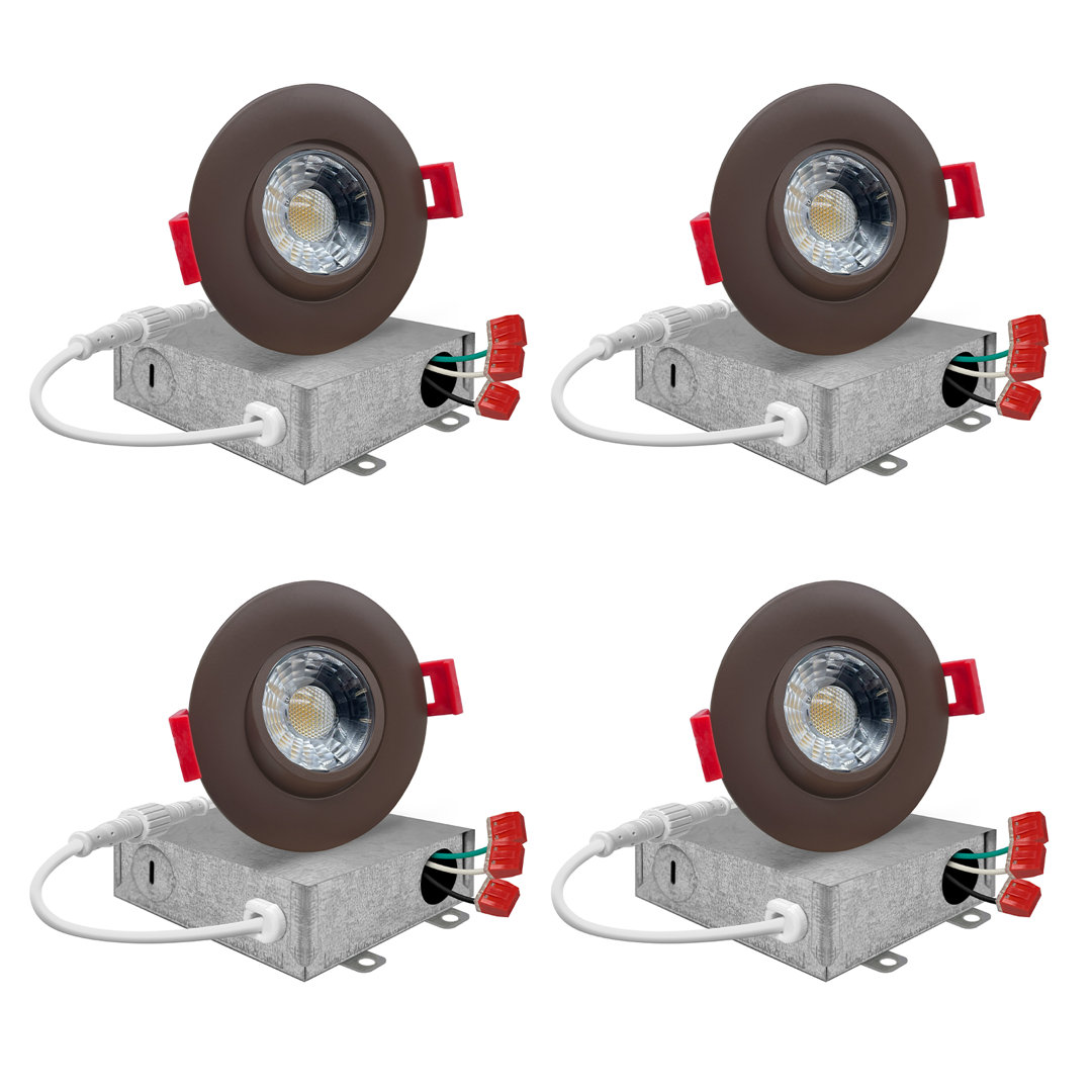 3'' Selectable Color Temperature Dimmable Air-Tight LED Canless Recessed Lighting Kit (Set of 4) NUWATT