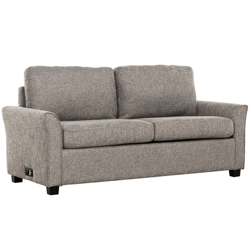 Lit convertible gris avec accessoires de salon essentiels, canapé de style contemporain, confort en mousse
