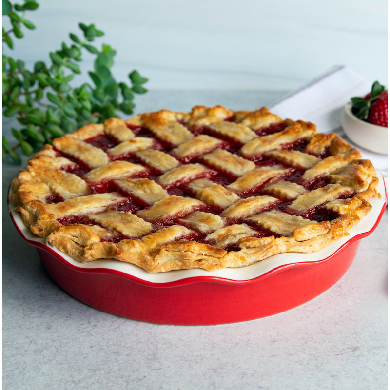 Kook Nonstick Ceramic Pie Pan, Cherry