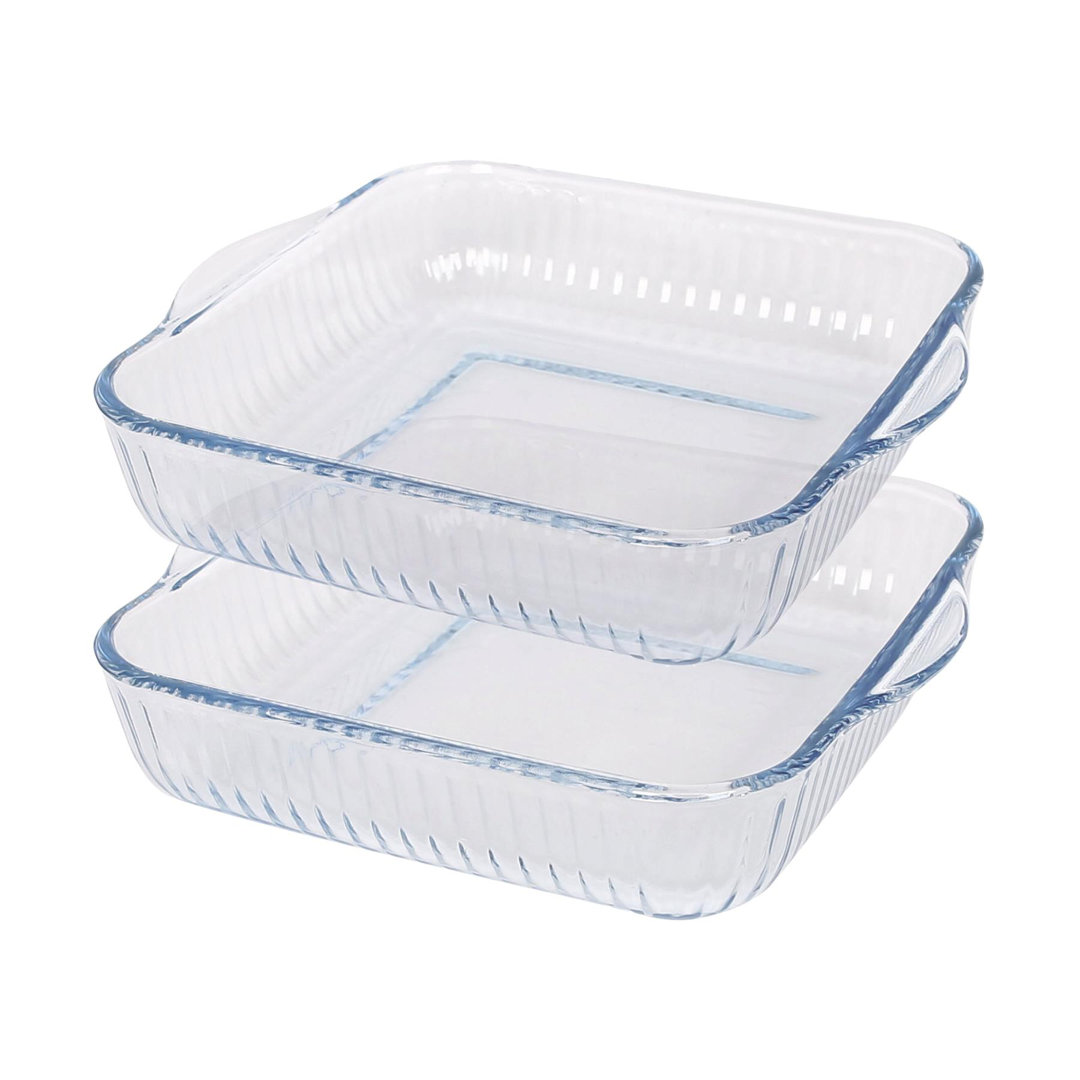 Argon Tableware - Optical Square Glass Oven Baking Dishes - Set of 2
