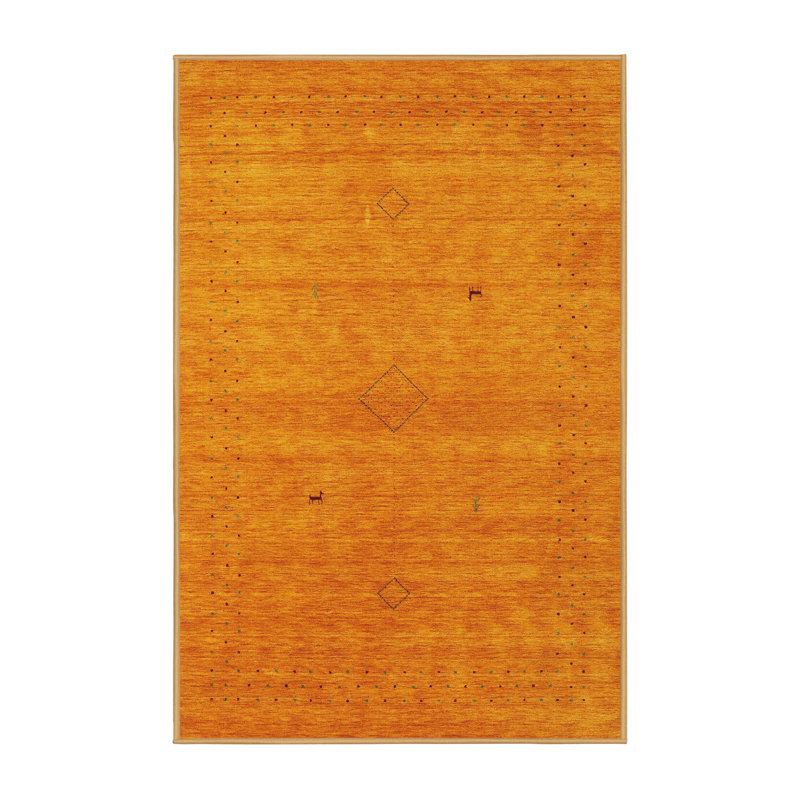 Tapis décoratif orange contemporain, Rectangle 5 pi x 7 pi