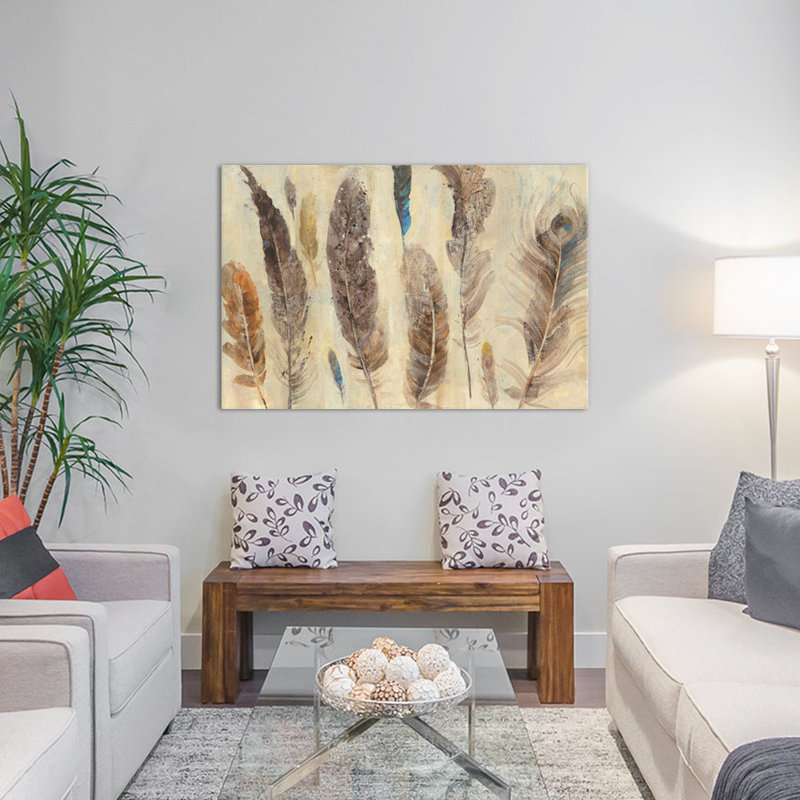 Étude de plumes, reproduction d'art sur toile tendue, H 40 po x l 60 po x P 1,5 po