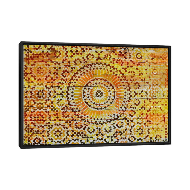 Impression sur toile, motif de bois indien, H 18 po x l 26 po x P 1,5 po, Toile avec cadre noir, Pas de tapis
