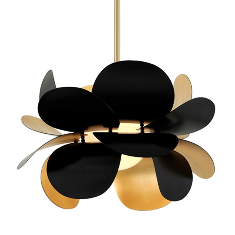 Ginger 1 Light Chandelier, 17.25" H x 26.25" W x 26.25" D, Gold Leaf/Soft Black Combo