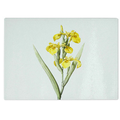 Tempered Glass Yellow Irises by Pierre-Joseph Redoute Chopping Board