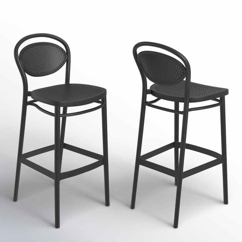 Tabouret de bar pour le patio Farrah, Noir, Tabouret de bar (siège d'une hauteur de 29,5 po)