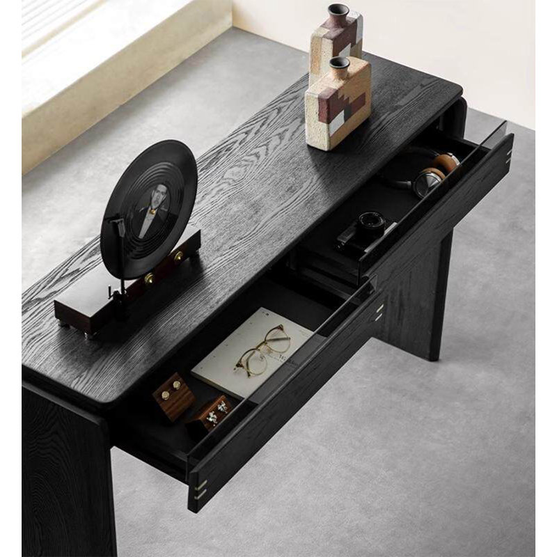 Console de vestibule contemporaine contemporaine en bois massif et table de couloir autoportante avec grands tiroirs de rangement