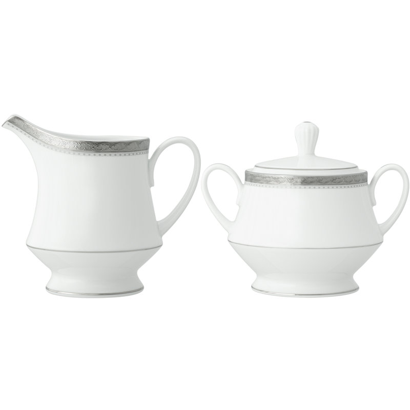 Ensemble sucrier et crémier Noritake Charlotta, Platine