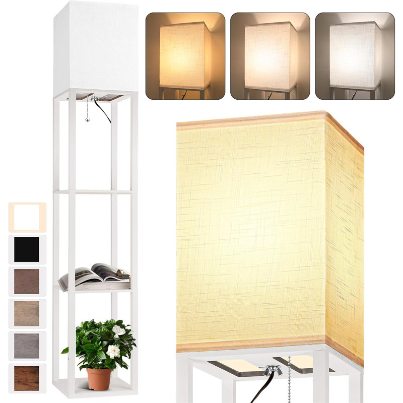 Fredy 64'' Gray Column Floor Lamp, White