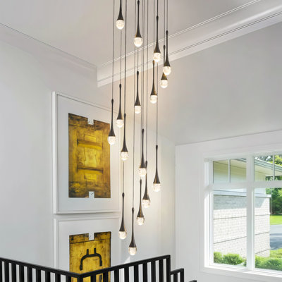 Modern Raindrop Bubble Led Chandelier, Dimmable With Remote, 16-Light Spiral Chandelier For High Ceilings, Staircase,  Living Room, Foyer & Entryway