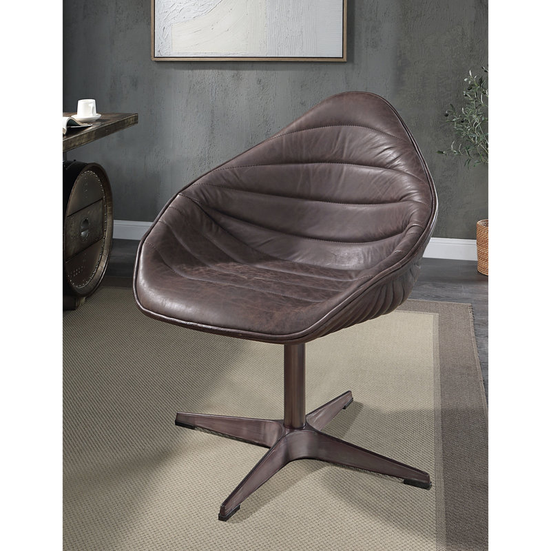 Siège en cuir ébène avec fonction pivotante - Tabouret polyvalent et élégant pour divers espaces