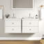 Meuble-lavabo flottant moderne 24 po avec lavabo intégré en céramique, tiroirs spacieux et panneau de fibres à densité moyenne durable, blanc
