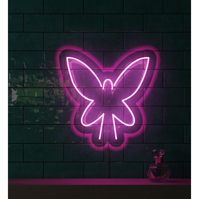  | Enseigne néon néon papillon | Fabriqué avec un tube néon durable à vapeur de silicone qui émet une lumière rose vif et éclatante pour plus de 50 000 heures d'utilisation continue | 24 x 24 | Rose vif