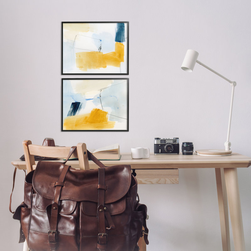 «Yellow Patchy Abstract», ensemble de 2 estampes numériques par Victoria Barnes, H 11 po x l 14 po
