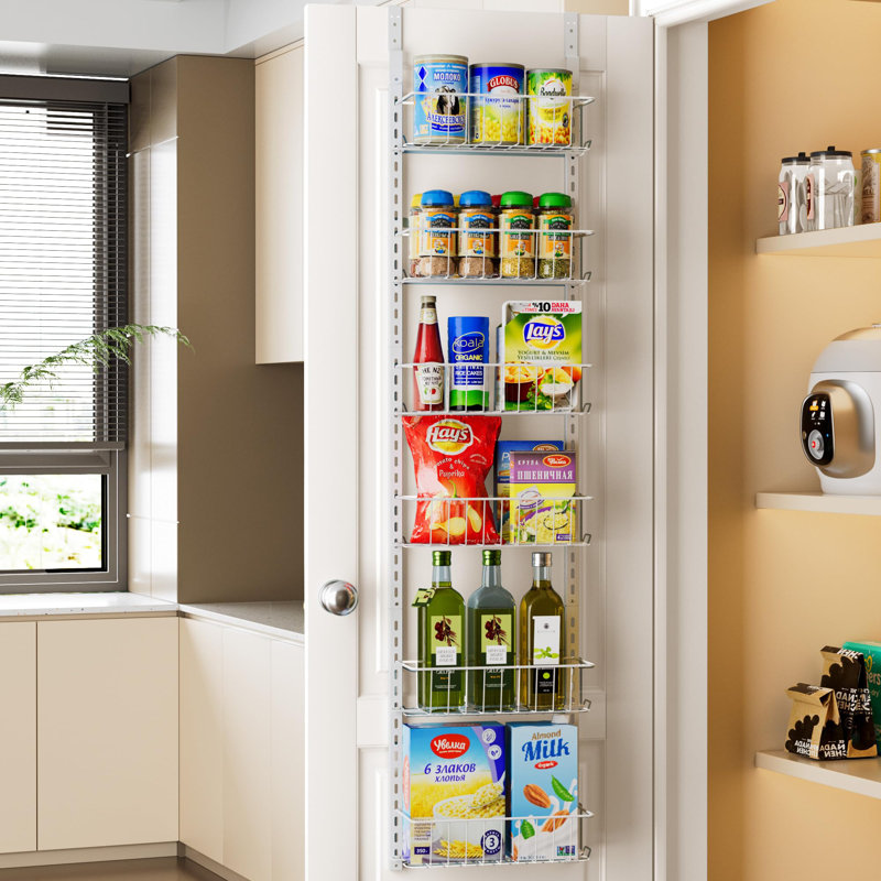 Porte-garde-manger réglable en métal au-dessus de la porte, porte-épices à 6 niveaux au-dessus de la porte, porte-garde-manger et rangement pour cuisine