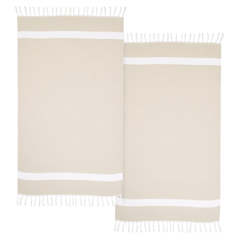 Ensemble de 2 serviettes en coton turc, Beige