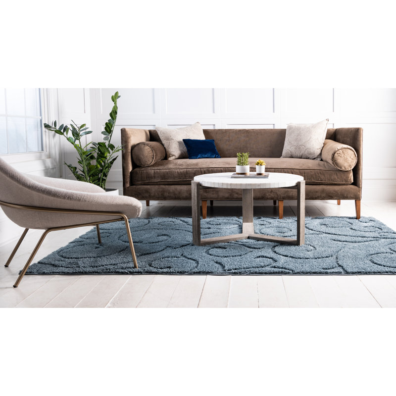 Tapis rouge sang Baynes, Steel Blue, Rectangulaire 4 pi x 6 pi