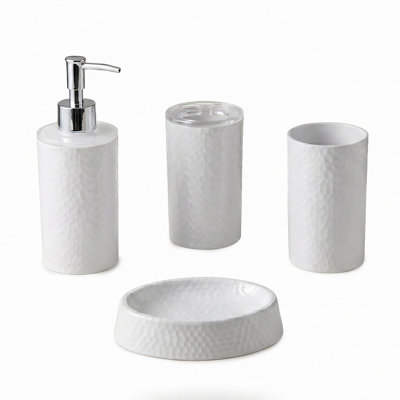 Hammered Texture 4 Piece Bath Accessory Set