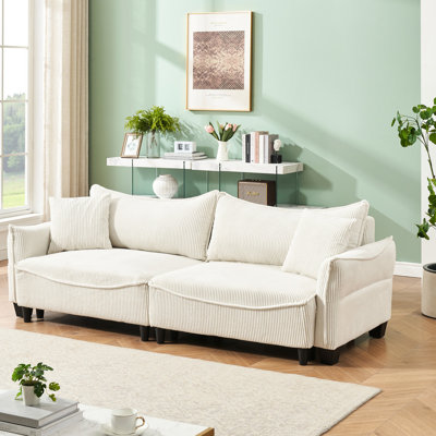 Comfortable In Corduroy Beige - Suitable For Various Settings With Solid Wood Structure And Reliable