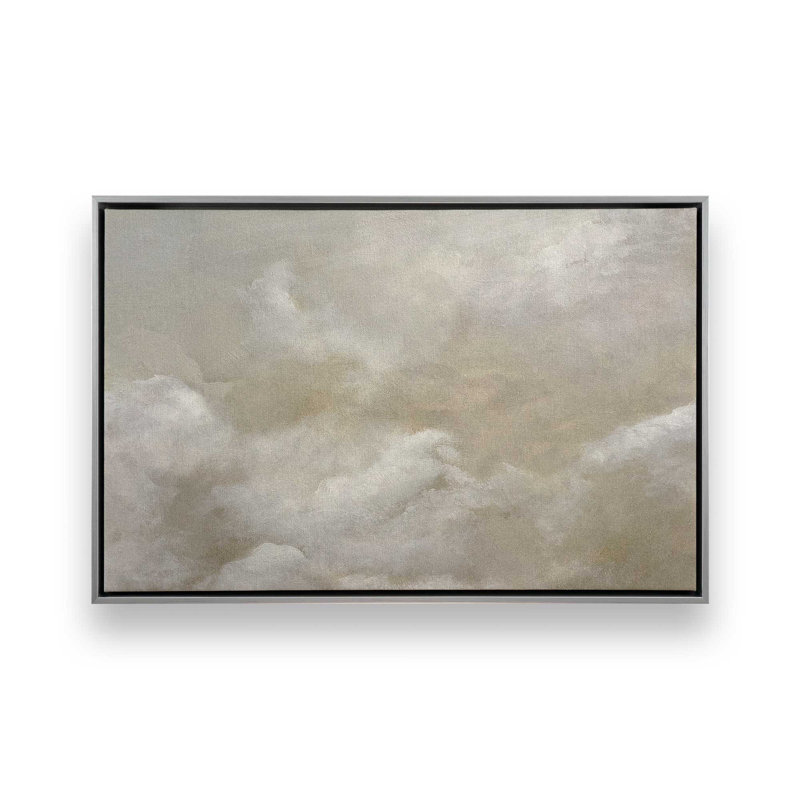 «Clouds Two» par Garima Dhawan, reproduction d'art sur toile, Argent argent, H 12 po x l 16 po, Cadre flottant