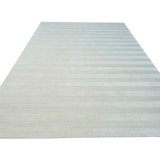 Ivory Hand-Knotted Wool Subtle Stripes Geometric Modern Contemporary Carpet Rug