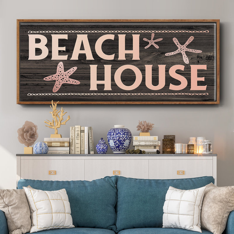 Beach House- Framed Canvas, 8" H x 20" W