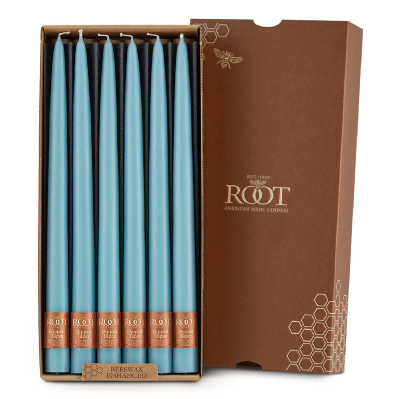 12 Piece Unscented Taper Candle Set, 12" H x 0.88" W x 0.88" D, Sky
