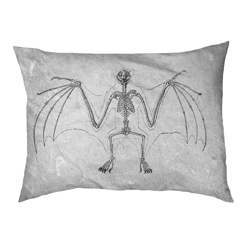 Coussin bat squelette designer Burien, L 32,5 po x l 42,5 po, Noir