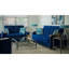 Canapé-lit rembourré avec rangement en microfibre bleue - Bois convertible d'aspect moderne avec garniture pour le confort