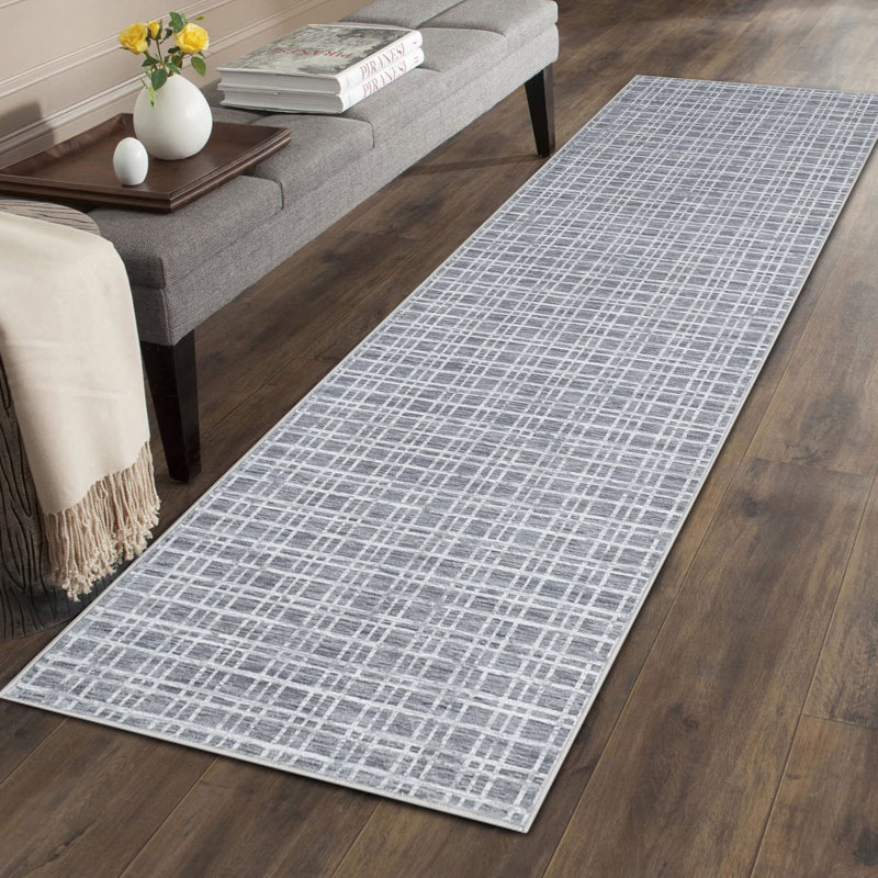 Tapis doux d'intérieur à poils courts lavable à motif géométrique moderne pour la décoration intérieure