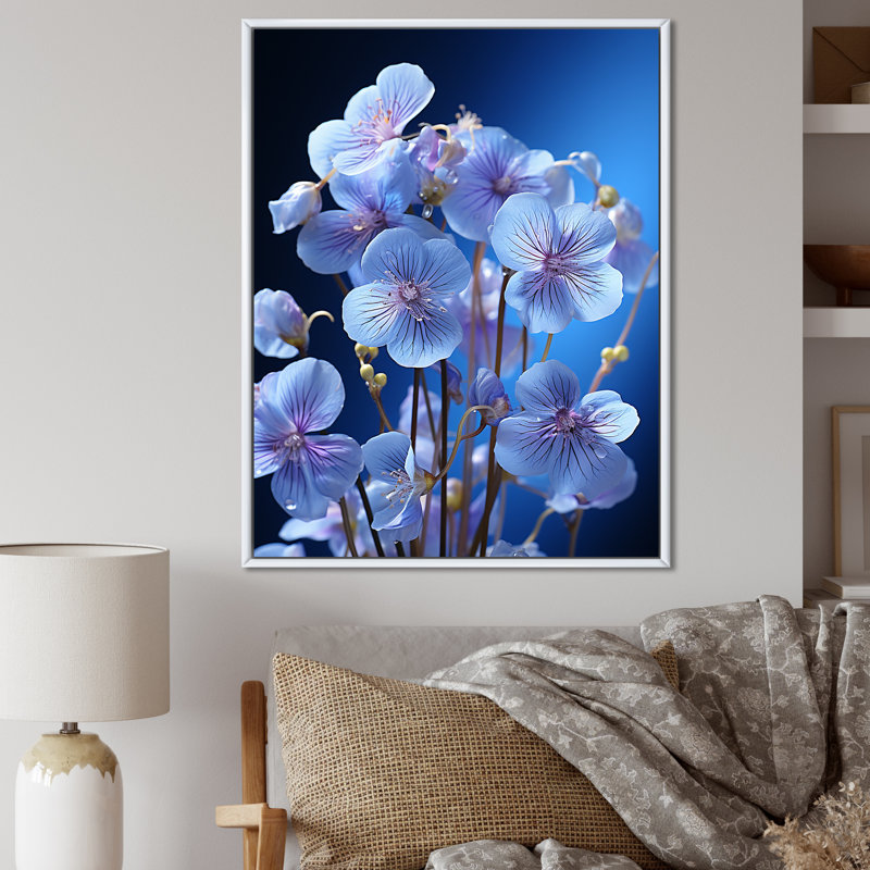 Impression sur toile Violets, Cadre flottant blanc, H 44 po x l 34 po x P 1,5 po