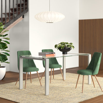 Mattoon Glass Top Metal Base Dining Table
