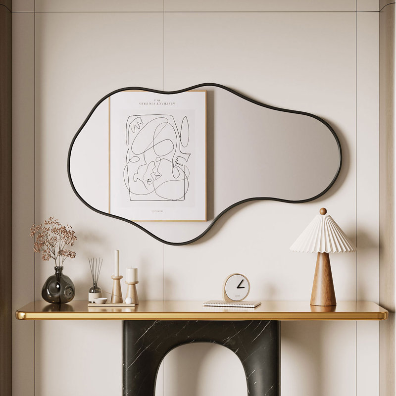 Irregular Unique Shaped Wall Mirror, Asymmetrical Mirrors, Cloud Mirror, Wavy Mirror, Morden Wavy Wall Mirror For Entryway Living Room Bedroom Bathroom