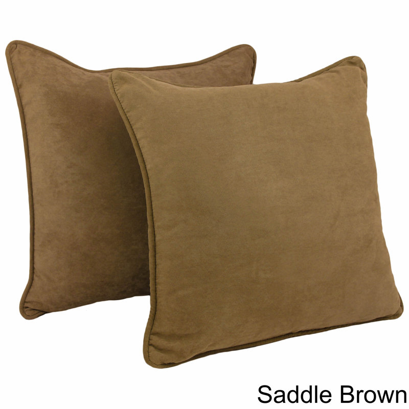 Jacquard Square Microsuede Pillow Cover & Insert, Saddle Brown