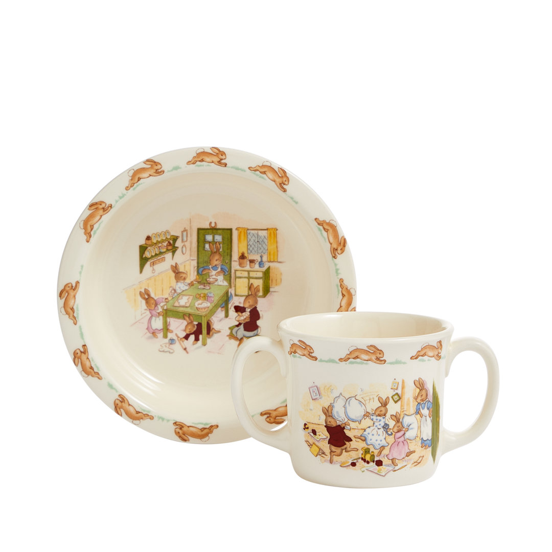 Royal Doulton, Bunnykins - Bowl & Two-Handled Mug Set