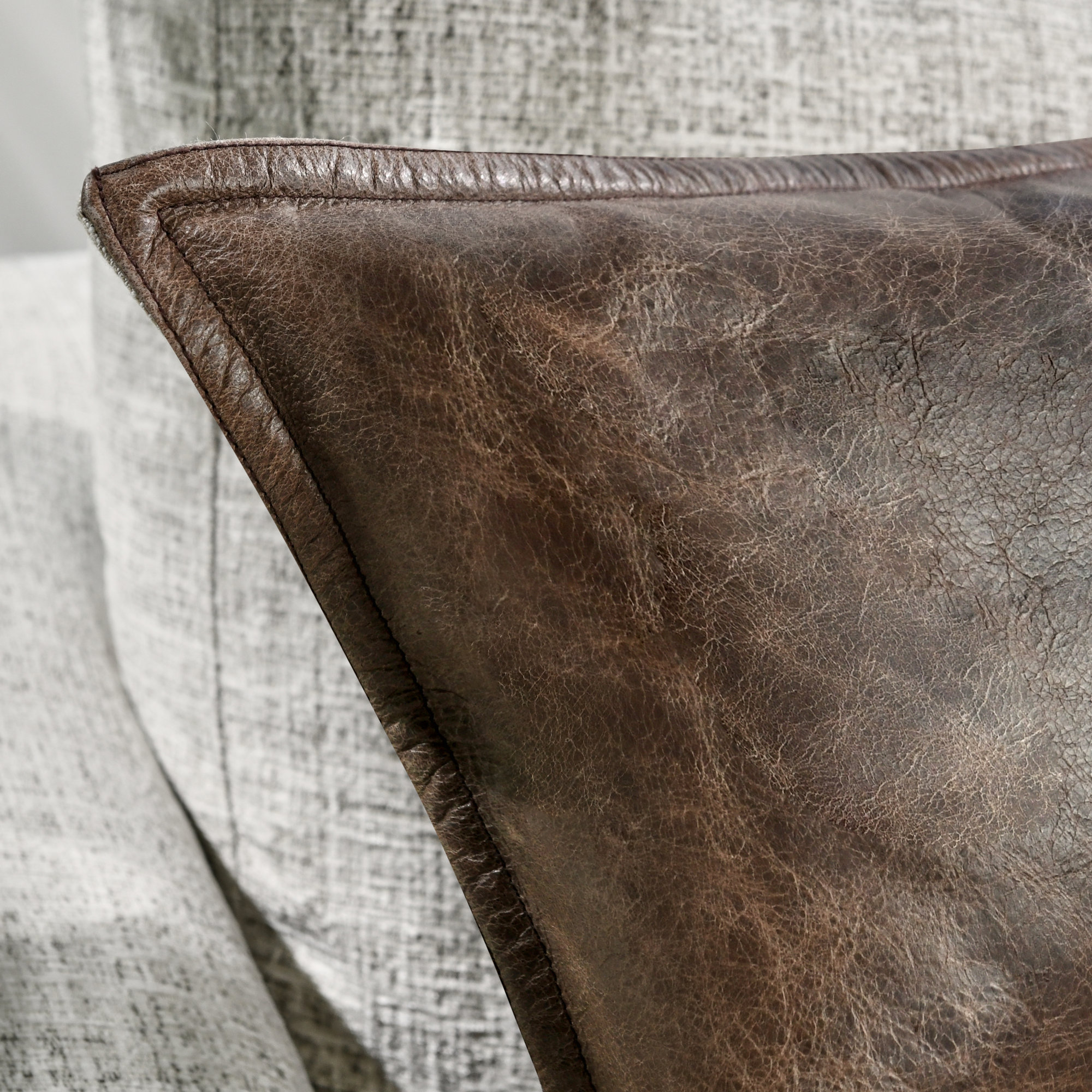 Cutler Leather Accent Pillow, Rectangular, 14" x 26", Chocolate Brown