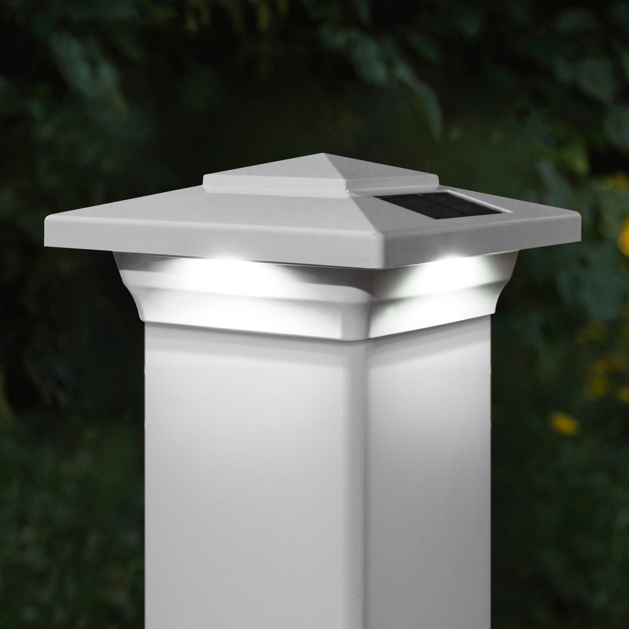 Classy Caps White Solar Powered Integrated LED Fence Post Cap Light \u0026  Reviews | Wayfair, image size:2048x2048