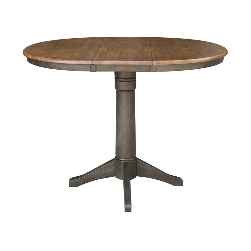 Henington Extendable Solid Wood Dining Table, Hickory/Washed Coal