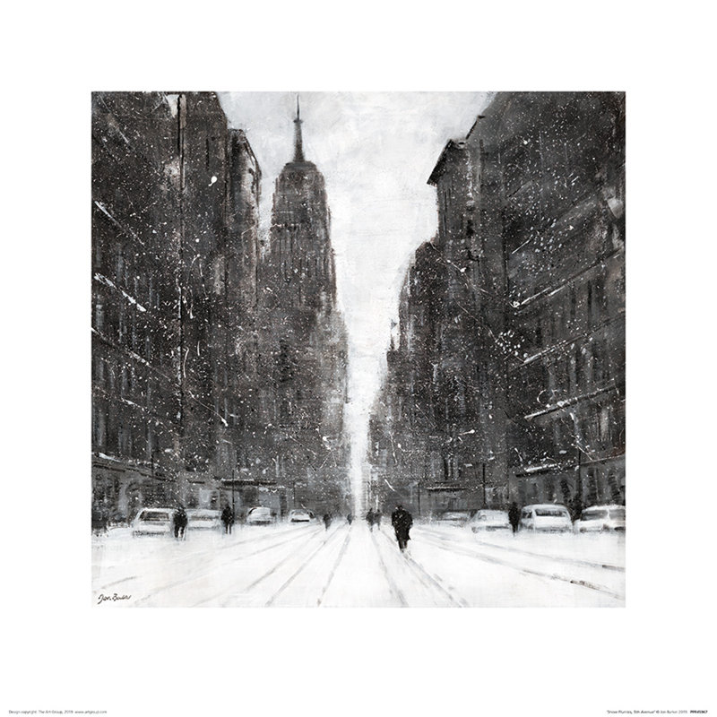 Snow Flurries, 5th Avenue by Jon Barker - No Frame Painting, 40 cm H x 40 cm W