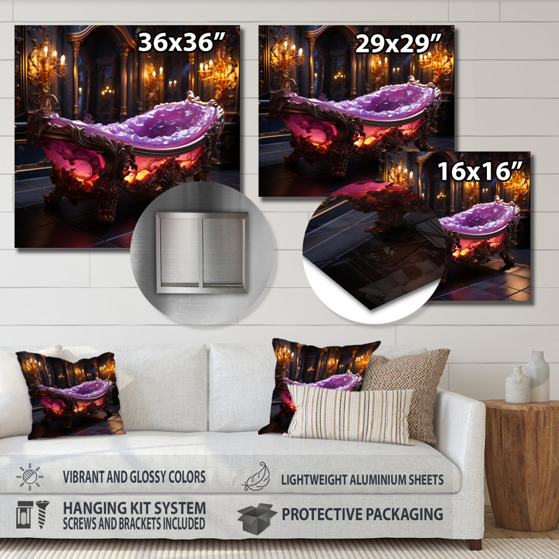 «Bathroom Glass Dream» - Impression sur métal pour salle de bain, H 29 po x l 29 po x P 1 po