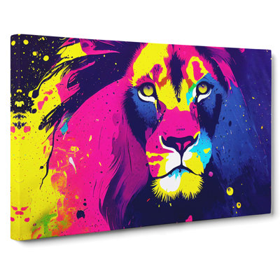 Splashed Lion Vol.3 Abstract - Wrapped Canvas