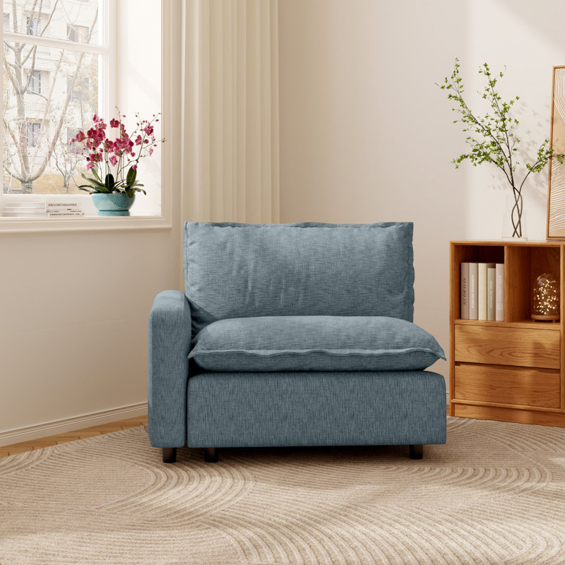 Gracey Linen Upholstery One-Armed Chair, Blue
