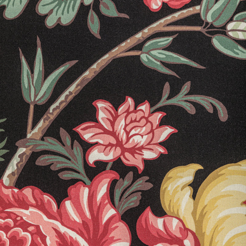 Manoir Luberon Print 100% Cotton Fabric, Noir/Brown/Red/Green