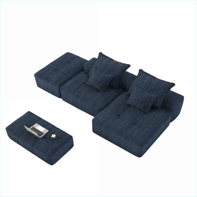 Sectional Sofas | Modern Oversized Modular Sofa, No Assembly, for Living Room & Family Room | Blue | Foam+Spring