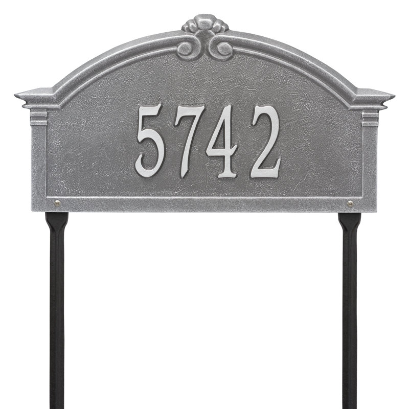 Plaque d'adresse sur 1 ligne Roselyn, Étain/Argent, Oui